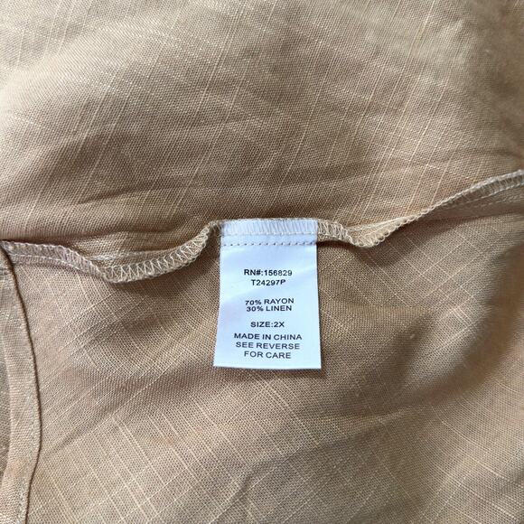 White Birch Womens 2X Boho Peasant Blouse Open Floral Balloon Sleeves Terracotta - Picture 7 of 8